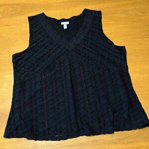 J Jill Babydoll Top Lace V Neck PXL Stretch Fairy Grunge Wimsigoth Romantic